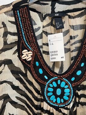 H&M Beaded Tribal Embellished Tunic - Turquoise & Brown